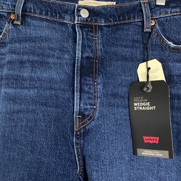 Levi's Premium Wedgie Straight Jeans Button Fly High‎ Rise NWT Women's Size 22W - Picture 3 of 12
